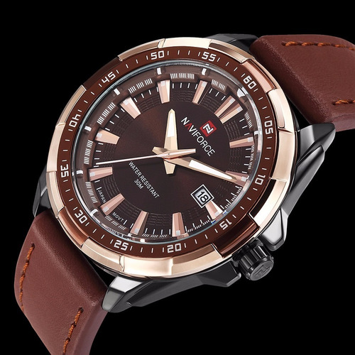 Relógio Naviforce Masculino Original Importado Couro 9056