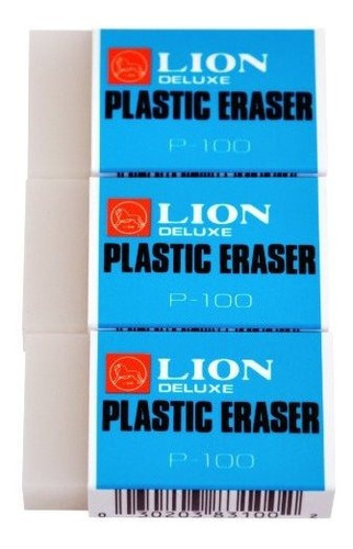 Lion Blanco Translúcido Erasers De Plástico, 3 Ea - Paquete,