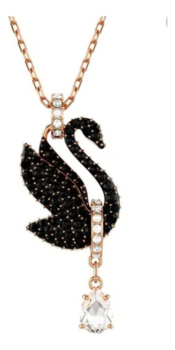 Collar Colgante Swarovski Cisne Negro Y Cristal Original