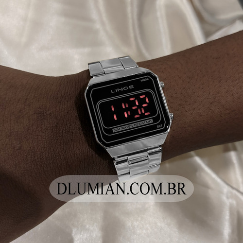 Imagem 5 de 8 de Relógio Feminino Lince Prata Led Vermelho Mdm4645l Pxsx
