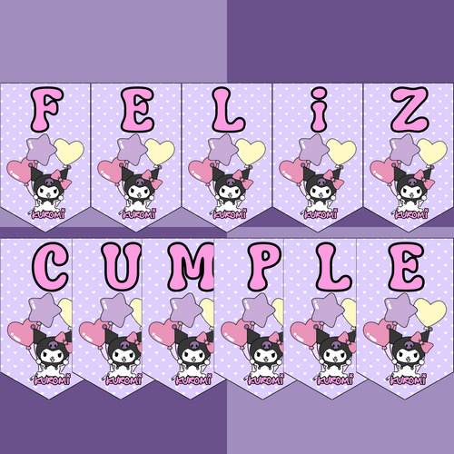 Kit Imprimible Cumpleaños Candy Bar Kuromi 1 Personalizable
