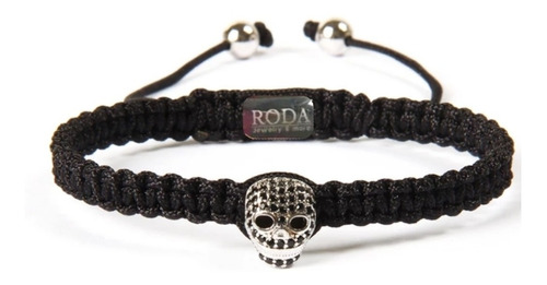 Pulsera Macramé Calavera Cráneo 18k Cz Lujo By Roda Jewelry