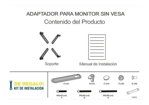 Imagen 6 de 10 de Adaptador Soporte Monitor Sin Vesa 13-27 Tv-led-lcd Gaming