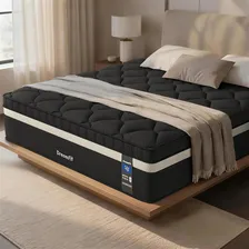 Colchón Matrimonial Premium Con Memory Foam Gel Y Resortes | Ortopédico Ergonómico Con Apoyo Lumbar Reforzado | Anti-hundimiento (anti-bolsas) | En Caja Negro