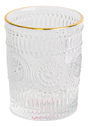 Set X 6 Vasos En Vidrio Labrado Vintage Transparente 