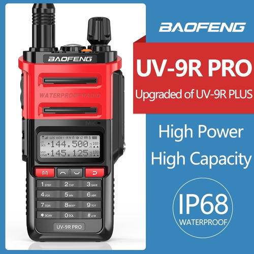 Radio Portatil Baofeng Uv9r Pro De 16w 136-520mhz Rojo