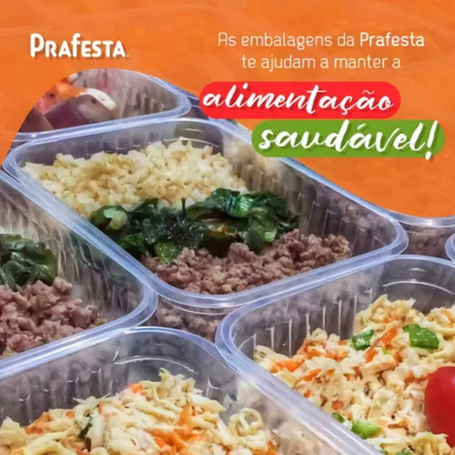 Pote Retangular 500ml Freezer e Microondas 144un PraFesta