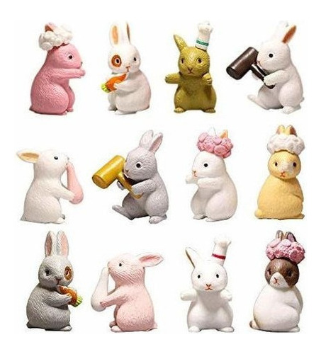 Hanyoer 12 Piezas Conejos Encantadores Personajes De Animale