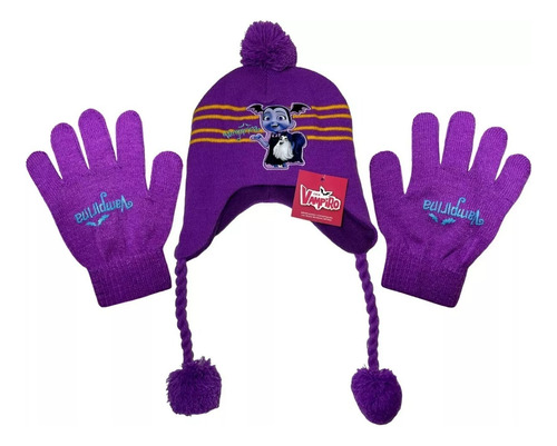 Kit Inverno Infantil Vampirina Disney: Touca / Gorro + Luvas