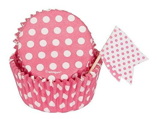 Polka Dot Cupcake Kit For 24, Hot Pink