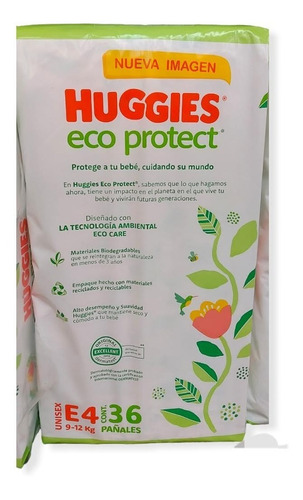 Pañales Ecologico Huggies Eco Protect Etapa4 36pzas Unisex