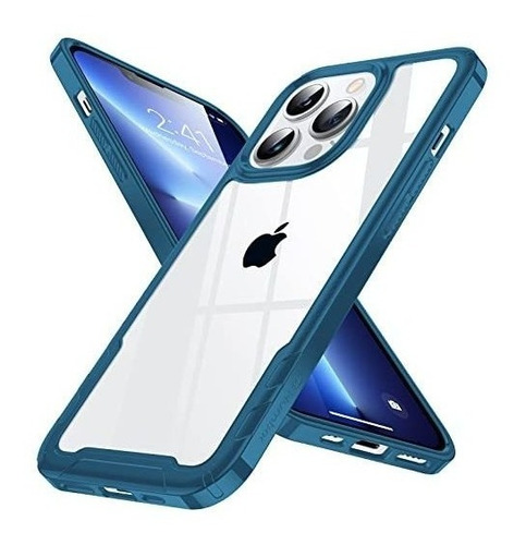 Funda Compatible iPhone 13 Pro Anticaídas Transparente Azul