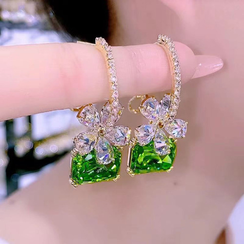 Pendientes F Crystal Pendientes Verdes Needle Fresh Summer Z