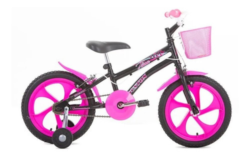 Bicicleta Infantil Houston Tina Aro-16 Com Cesta Cestinha Cor Preto Tamanho do quadro 16