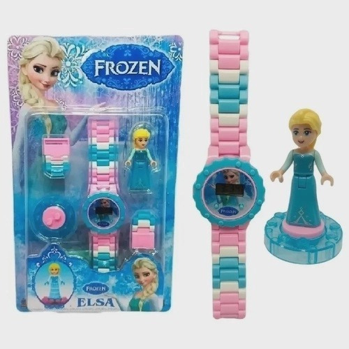 Relógio Frozen Digital Infantil + Boneco Lego Elsa