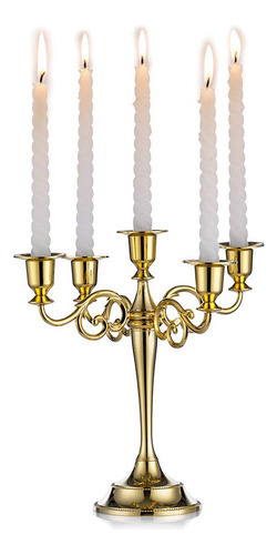 Nuptio Candelabro - Candelabro Dorado Para Velas Cnicas De 1