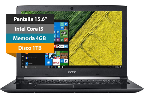 Imagen 1 de 5 de Notebook Laptop Acer 5 15.6 8th I5 4gb 1tb Windows 10 18 Cuo
