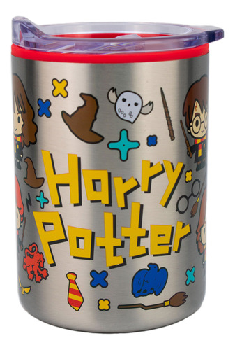 Termo Doble Pared Acero Inox Harry Potter Hogwarts 350 Ml Color Plateado