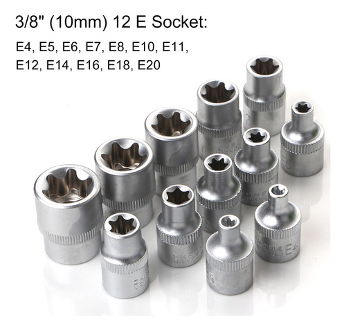 Juego De 34pzs Puntas E-torx 3/8'' 5/16'' Para Llave Socket
