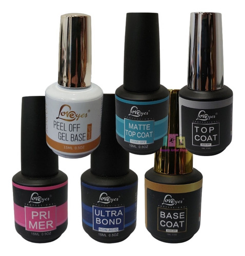 Top Coat Mate, Ultra Bond, Base Coat, Primer, Base Gel. 15ml