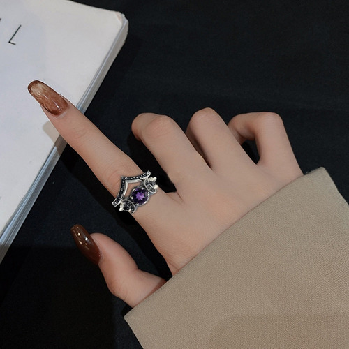 Anillo De Moda, Ligero, Con Forma De Triple Luna, Con Oro
