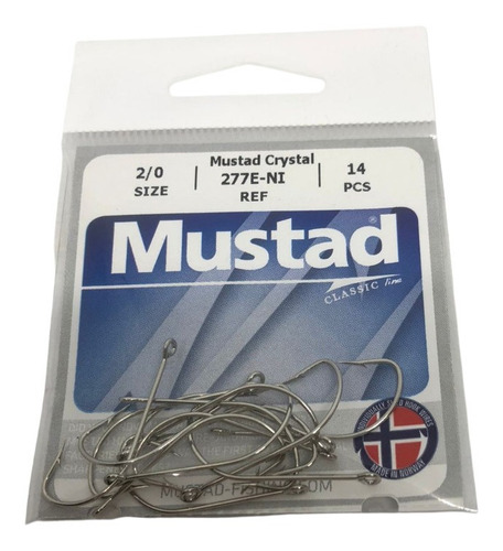 Anzuelo Mustad 277 Ni N° 2/0 Paquete X14 Unidades