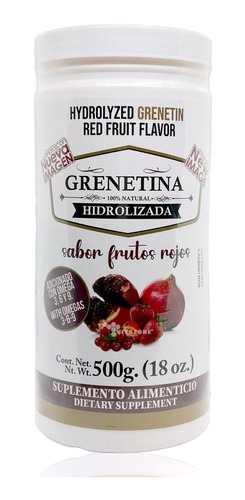 Grenetina Hidrolizada Sabor Frutos Rojos 100% Natural 500 Gr