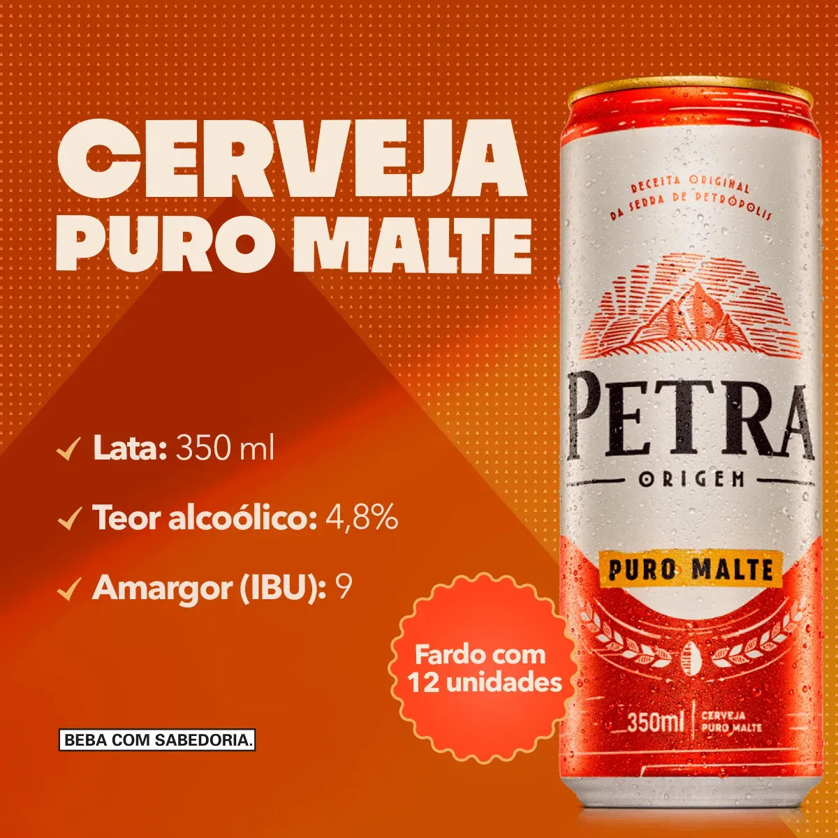 Cerveja Petra Origem Puro Malte Lata 350ml | Pack com 12 Unidades