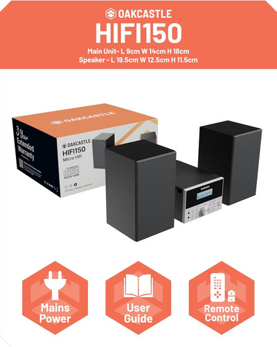 Oakcastle Hifi150 Sistema Estéreo 20w Cd/fm/usb/aux - Con...