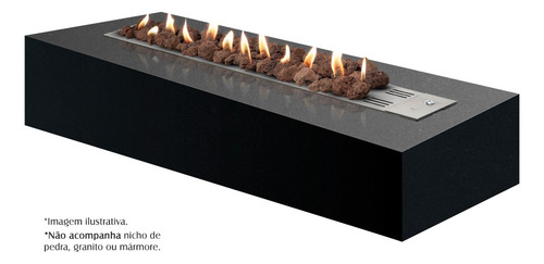 Lareira A Gás Império 120cm Inox 304 Com Chave Fogo E Art