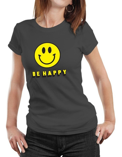  Polera Mujer Smiley Face Carita Feliz Algodónorgánico Scl13