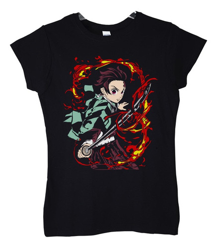 Polera Mujer Demon Slayer Tanjiro Kamado Fueg Anime Poleradi