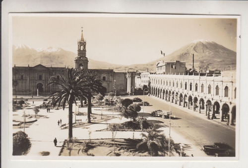 50's Peru Postal Fotografia Vista Plaza De Armas De Arequipa