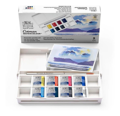 Set 8 Acuarelas Pastilla Winsor & Newton Cotman Cielo