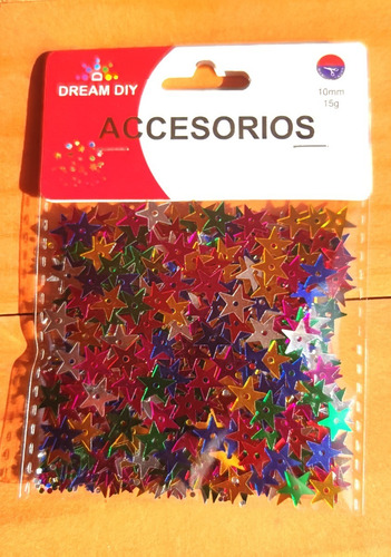 Lentejuelas Forma De Estrellas Multicolor 10mm (60 Gramos)