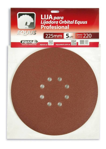 Disco Lija Velcro 220gr 8 Agujeros X 5 Unidades - Smf