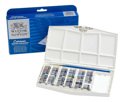 Acuarelas Cotman Winsor Newton 24 Pastillas Estuche Pincel
