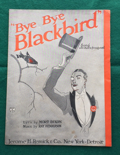 1926 Partitura Antigua Musica Usa   Bye Bye Blackbird   