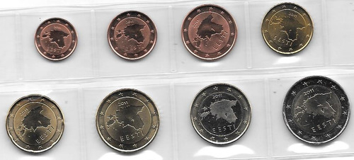 Serie 8 Monedas Euro Estonia Año 2011 Sin Circular