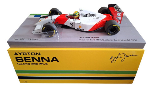 F1 Mclaren Mp4/8 Ayrton Senna Última Vitória 1/18 Branco