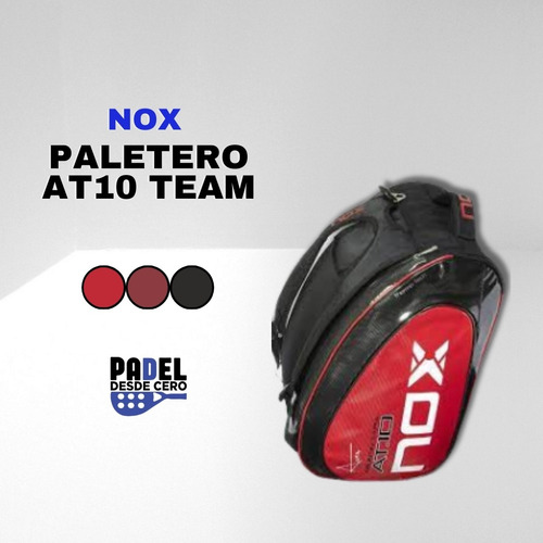 Paletero Nox At10 Team Negro Logo Rojo