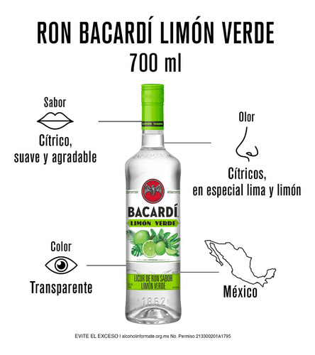 3pack Bacardí Ron Mango Chile, Limón Verde, Raspberry 700ml