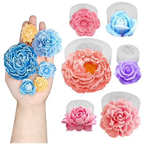 6pcs Flower Silicone Molds Resin Candle Mold Set, 3d Bloom R