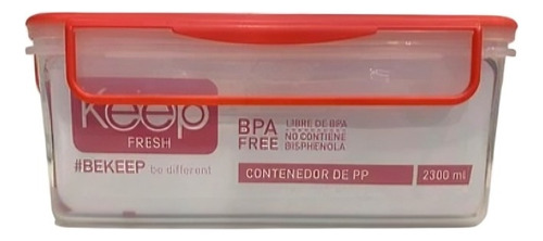 Hermetico Pp 2300 Ml Rectangular Color Rojo