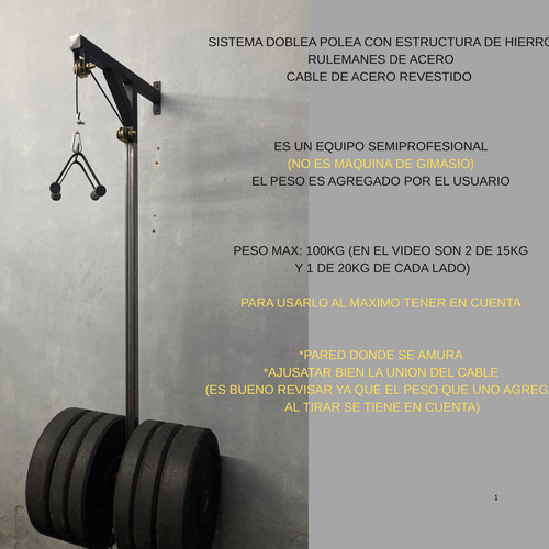 Polea Con Agarre Gimnasia + 3 Agarres Gim + Kit Instalcion