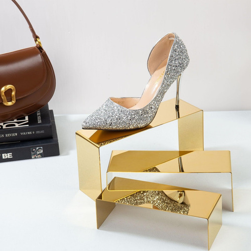 Expositor De Zapatos Dorado, Paquete De 3