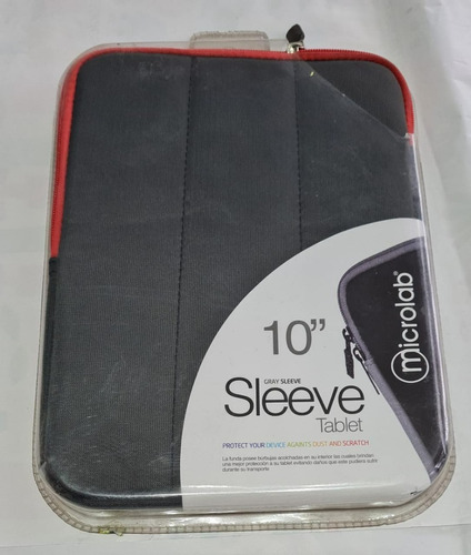 Funda Tablet Protec Microlab Black Sleeve Negro Ribete Rojo