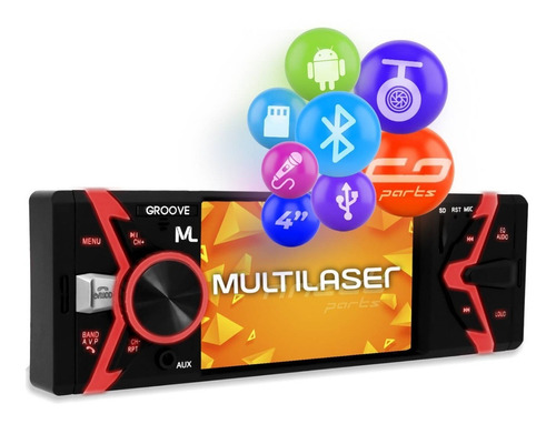 Mp5 Player Multilaser Groove P3341 4 Pol 1 Din Bluetooth Cor Preto