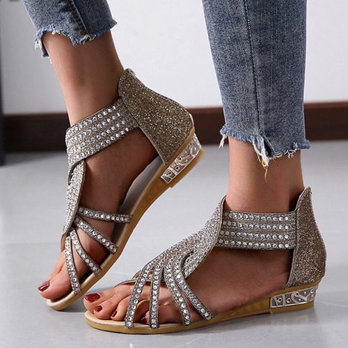 Imagen 1 de 1 de Sisit Glitter Flat Sandals Dama Shiny Metallic Style