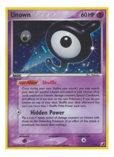 Cartas Pokemon Unown J Holo Español